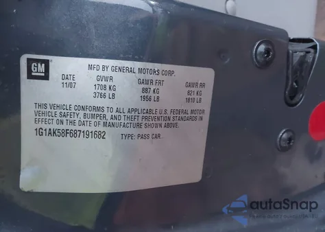 2008 Chevrolet Cobalt Ls из США, поврежденный, VIN 1G1AK58F687191682